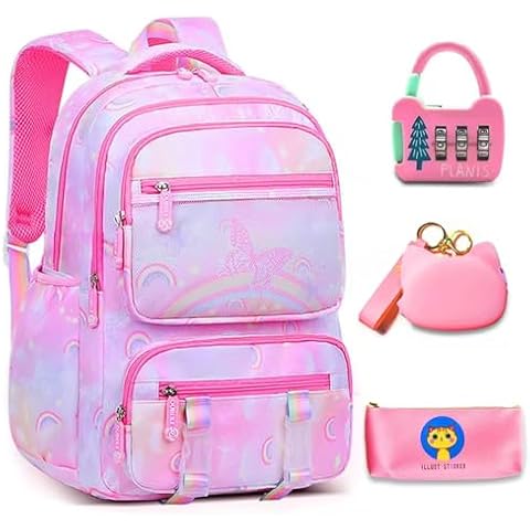 ASXMA Girl schoolbag.Teenage Middle School Students Bookbag Big Student Laptop Backpack For College Women Middle High School Teen Girls Bookbag Travel Daypack(pencil case password lock wallet)(pink) Cover