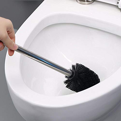 Valschen 2 Stück WC-Bürste Toilettenbürste Klobürsten Ersatz-Bürste aus Edelstahl, 7,5 x 35 x 7,5 cm, Schwarz