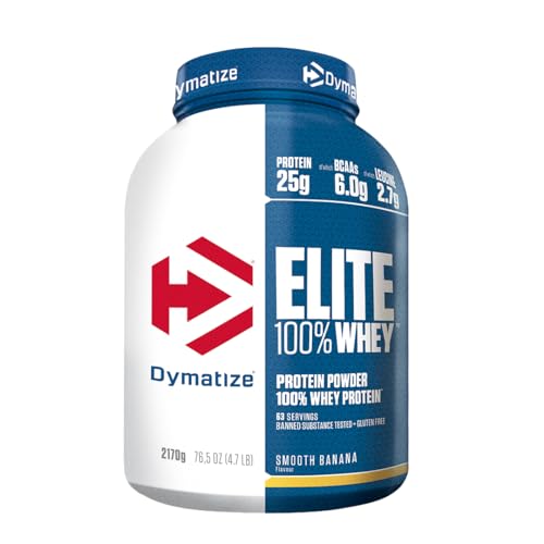 Dymatize Elite 100% Whey Smooth Banana 2170g - High Protein Low Sugar Pulver + Whey Protein und BCAAs