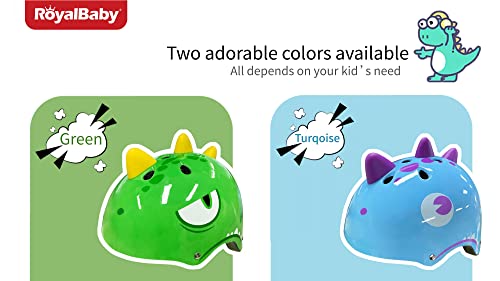 Royalbaby Dino Kids Bike Helmet Dinosaur Design Multi-Sport Helmet Adjustable For Toddler To Children Age 3-12 Years Blue #TOP6