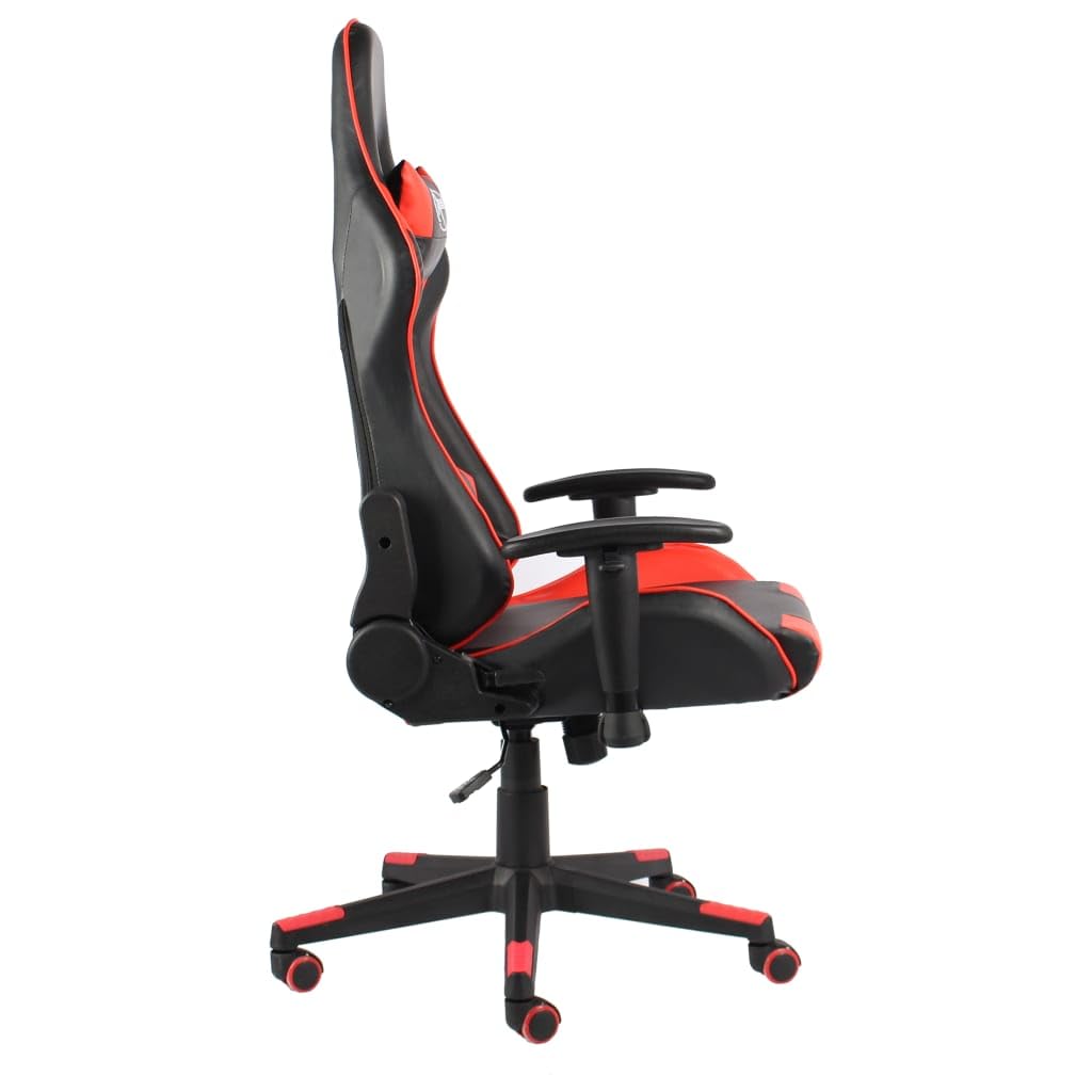 Mangloder Gaming Stuhl drehbar rot PVC, ergonomisch höhenverstellbar mit Armlehne, Lendenkissen und Nackenkissen, Liegefunktion für Büro Schreibtisch Homeoffice PC Konsole Erwachsene Jugendliche