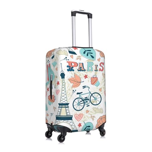 Paris Colorful Romantic Travel Luggage Cover Suitcase Protector Bag,Anti-Scratch Fits 18-32 Inch Luggage,Baggage Covers For Kid And Adult,Large3