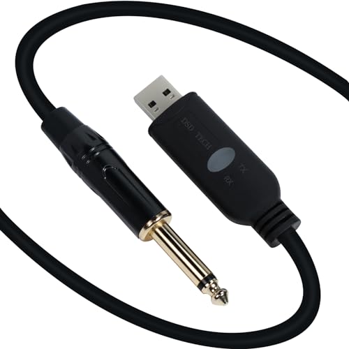 DSD TECH SH-AU20B USB to 6.35mm Recording Audio Cable Supports 96Khz 24Bit Sampling Rate, Black, 5.9 feet