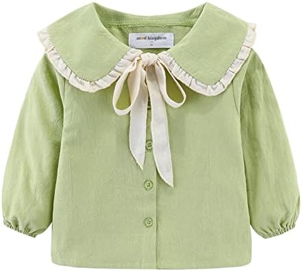Mud Kingdom Toddler Girls Sweet Shirt with Self-tie Bow Mint Green 4T