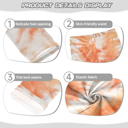 Vdsrup Girls Leggings Orange Tie Dye Kids Length Leggings Pants Toddler Athletic Soft Tights Trousers 4T3