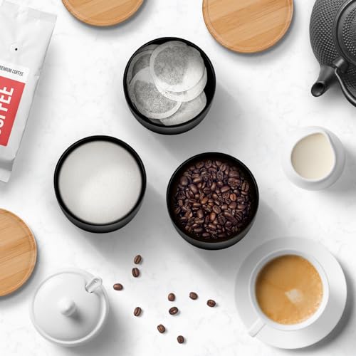 EHC Tea, Coffee, Sugar, Canister Set, Set of 3 Stackable Airtight Food Storage Easy to Open Storage Cansiters Jars Tin, Black - Cosy Home Interiors EHC Tea, Coffee, Sugar, Canister Set, Set of 3 Stackable Airtight Food Storage Easy to Open Storage Cansiters Jars Tin, Black - Image 6