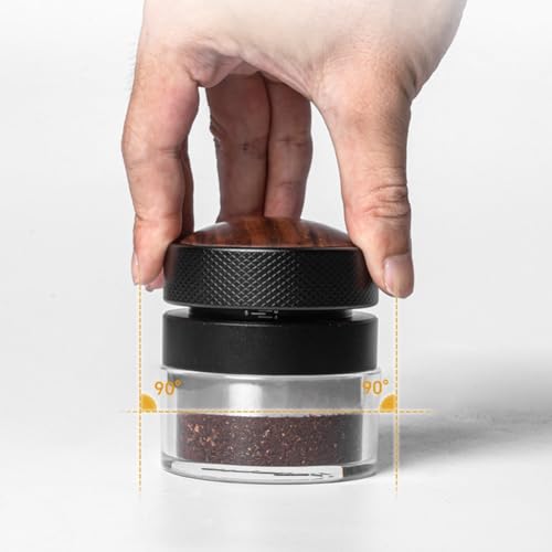 Apisonador de café autoadaptable de 51mm con base roscada negra y mango de madera 3