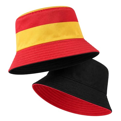 AURALIN Sombrero De Pescador España Reversible Gorro Bucket Bandera Española para Animación Fútbol Mundial 2026 Y Festivales Sombrero para Sol Transpirable Hombre Mujer (56 58 cm)