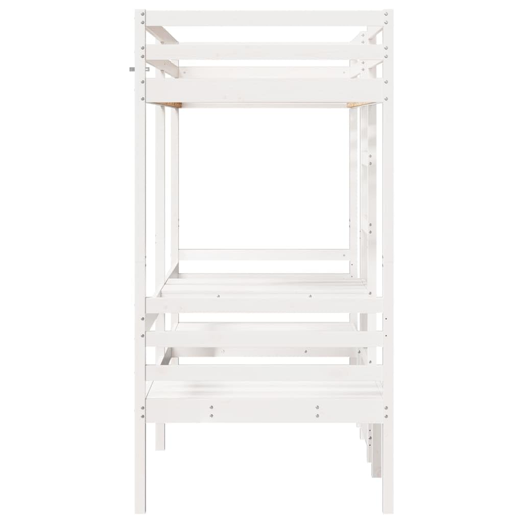 lite drewno sosnowe z biurkiem i krzesłami biały 90x200 cm
