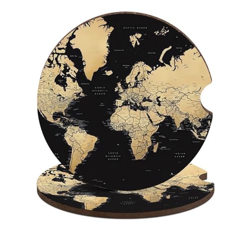 Portavasos para coches con diseño de mapa mundial, pack de 2 miniatura 1