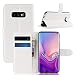 Produktbild Kihying Hülle für Samsung Galaxy S10e Hülle Schutzhülle PU Leder Flip Wallet Fashion Geschäft HandyHülle (Weiß - JFC09)