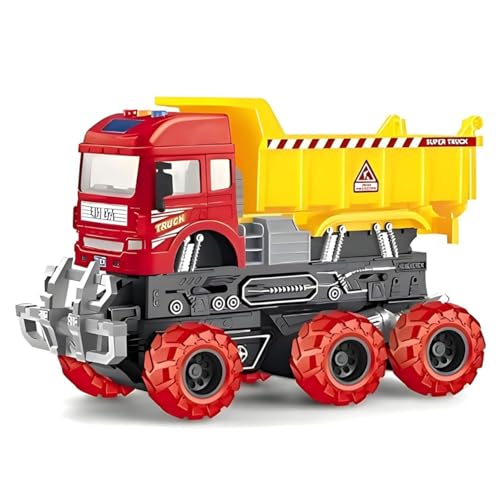 Image of Dumper 6x6 Truck with Lights and Sounds Friction Powered Trailer Model Diecast Truck Toys Best Birthday Gift for Kids (Dumper 6x6 Truck)