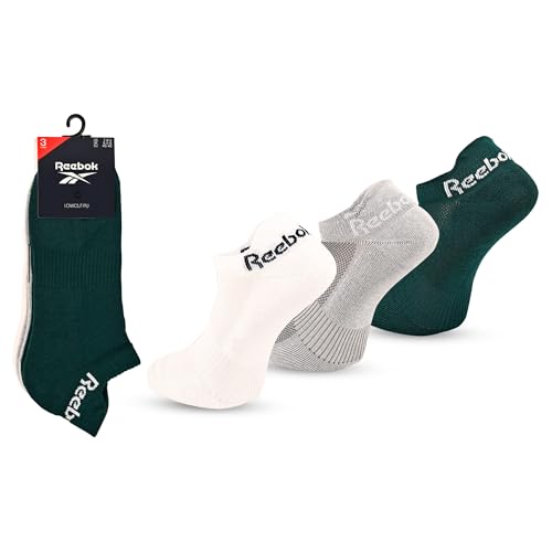 Reebok Chaussettes Basses Unisexes - Confortables, Coton Respirant, Pour Marche, Sport Fitness, Usage Quotidien, Lavables, Coupe Basse, Lot de 3 Paires, Taille 43-45, Collegiate