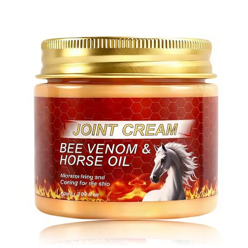 Horse Oil & Bee Venom Cream - Joint/Muscle Massage Cream - Relieves Joint Discomfort Relaxes Tense Muscles - Daily Care Cream for Knees Lumbar Spine Shoulders and Neck