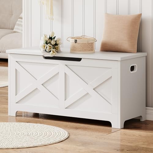 GAOMON Storage Chest, Wooden Toy Storage Bench, Modern Style Lift-Top Toy Chest with Safety Hinge for Entryway, Bedroom, Living Room, Supports 300 Lb and Easy Assembly