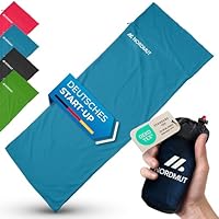 NORDMUT® Hüttenschlafsack Baumwolle Ultraleicht - Sommerschlafsack Kleines Packmaß & Atmungsaktiv - Schlafsack Dünn & besonders weich inkl. Kissenfach [220 x 90 cm]