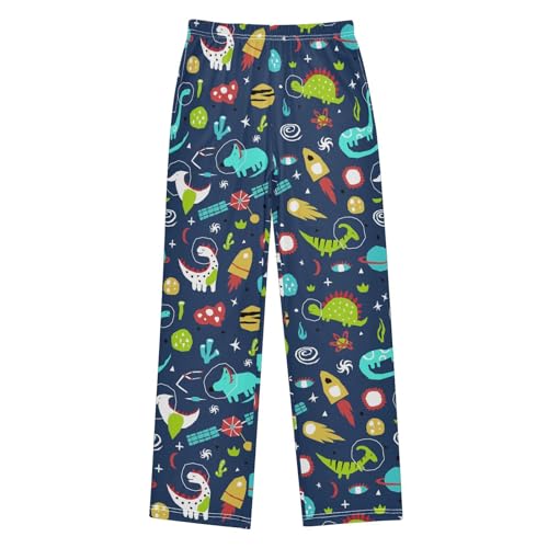 ZZXXB Space Dinosaur Planet Boys Long Pants Soft Trousers Elastic Waist Kids Lounge Bottoms with Pockets S-XL