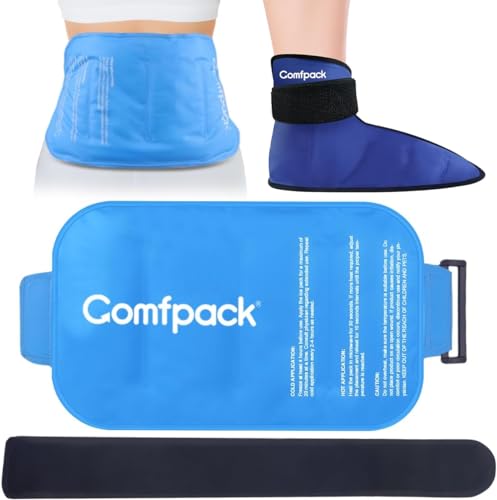 Comfpack Large Ice Pack for Back Pain Relief, All Body Multipurpose Ice Pack for Lower Back Pain,Foot Ice Pack Wrap for Plantar Fasciitis, Hot Cold Therapy Gel Ankle Ice Pack Wrap