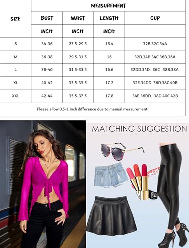 Image of Avidlove Women Mesh Crop Top Y2K Tie Front Tops Rave Top Sheer Cardigan Sexy V Neck Outfits S-2XL