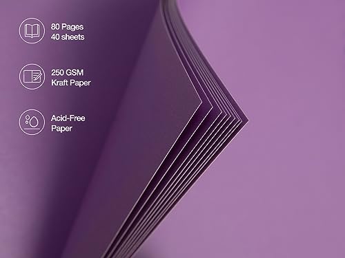 potricher 20,3 x 20,3 cm DIY Scrapbook Fotoalbum 80 Seiten dickes Kraftpapier blanko lila Papier Erinnerungsbuch für Hochzeit und Jahrestag… – Ansicht 5