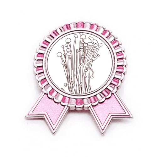 Broche champignon Flammulina Velutipes rose en métal M pour sublimer vos vestes et manteaux