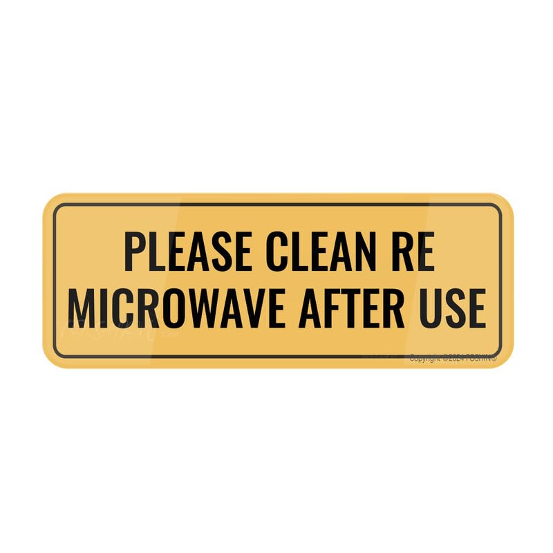 FOSHIN Acrylic Plastic Sign Please Clean Microwave After Use Sign 10""X3"" Thick Acrylic Self-Adhesive Modern Design Sign Easy To Install