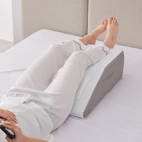 Leg Elevation Pillow for After Surgery, Leg Elevating Pillow for Swelling & Blood Circulation, Leg Wedge Pillow for Sleeping, Knee Pillow for Knee Hip Ankle Pain Relief, 23.6×16.8×8Inch White