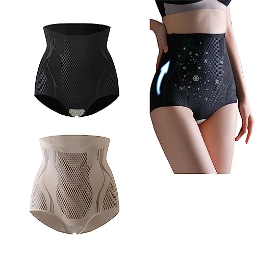 Photo de Ice Silk ION Fiber Repair Shaping Device, ION Shaping Shorts, Ice Silk ION Fiber Repair Shaping Shorts, Frauen ION Shaping Shorts (Black+Brown,XL)