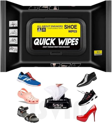 Image of Shoe Wipes Shine & Cleaning, 80 Count Portable Cleaning Wipes for Sneakers and Leather Shoes, Powerful Stain and Dirt Removal Formula | Portable, For Sneakers and Leather Shoes, Powerful Stain and Dirt Removal Formula
