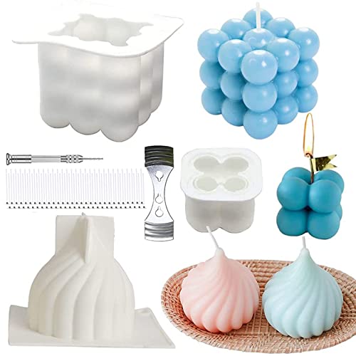 UMYMAYDO1 Lot de 3 moules à bougies DIY en silicone 3D antiadhésif fait à la main pour bricolage, décoration de la maison (blanc 1) Cover