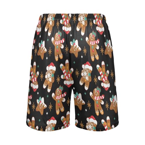 Vdsrup Mens Pajama Shorts Gingerbread Man Sleep Shorts Men Christmas Cookies Pajama Bottoms With Pockets Drawstring Lounge S3