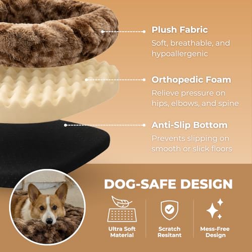Pelsbarn Luxurious Orthopedic Dog Bed - Medium (39.3" x 23.6") Therapeutic Joint Support Pet Bed - Velvety Soft Removable Washable Cover - Brown - Image 3