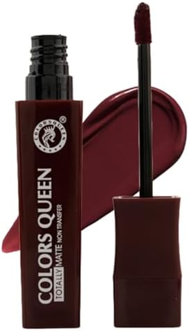 Colors Queen Totally Matte Liquid Lipstick | Intense Color Payoff, Lightweight & Comfortable, One Swipe Application | Long Lasting, Non Transfer Liquid Lipstick for Women (03 - Deep Maroon, 7.5g)