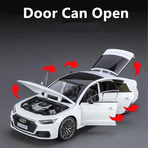 Image of 1:24 Scale Big Audi A7 Toy Car | Metal Pullback Diecast Car for Kids with Openable Doors, Sound, Light Effects Toy for Car Enthusiasts (Color As Per Available),white