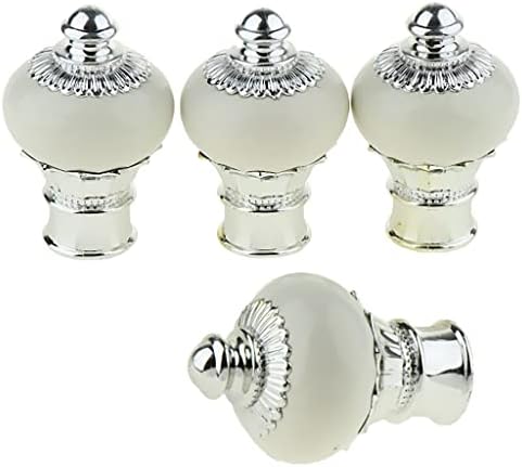 4 Pieces Curtain Pole Finals Decorative Curtain Pole Ends Rod Heads FinIals Caps 28mm Diameter - Milk White, as described