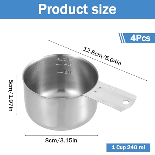 Juego de 4 vasijas medidoras de acero inoxidable 1 taza miniatura 2