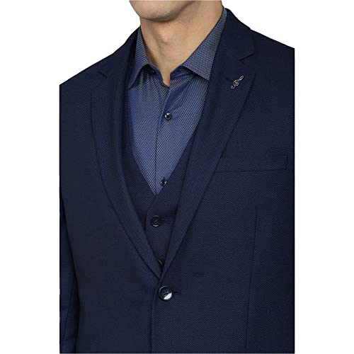 Image of Van Heusen Men's Polyester Blend Three Piece Suit-Dress Set (VHSUCSLBI95039 Navy 36)
