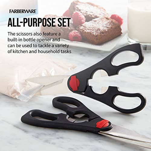 Farberware Tesoura utilitária de aço inoxidável, 2 peças, preta