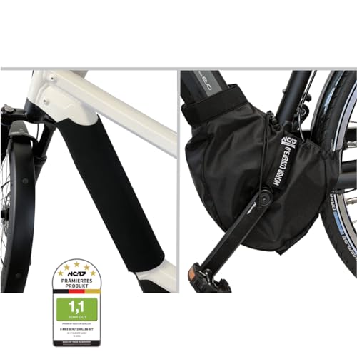 NC-17 E Bike Schutzhüllen 2er Set | Ebike Batterie Schutz | Motor Schutz für integrierten Akku im Unterrohr | Nylon und Neopren | Für alle gängigen E Bikes, Schwarz