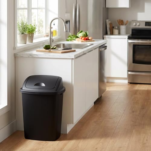 Paquete de 4 canecas de basura negras de 10 gal en plástico miniatura 4