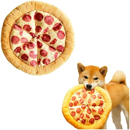 ShibaLove Squeaky Plush Dog Toy Stuffed with Cotton and Crinkle Paper - Pizza