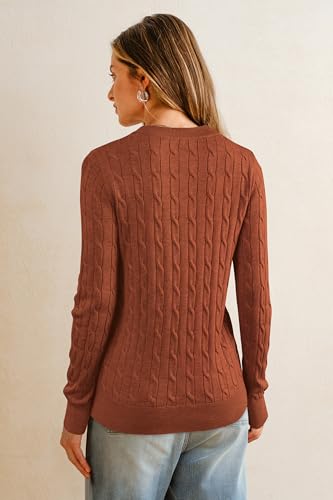 Image of Arach&Cloz Women's Wool Blend Classic Crew Neck Casual Fall Sweaters
