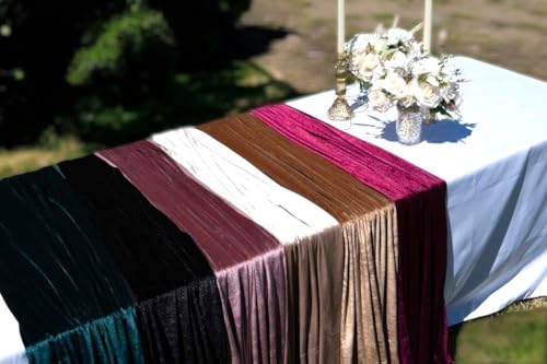 Serenity Love 14 Foot Velvet Table Runners for Weddings, Receptio...