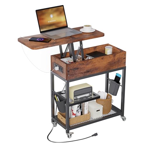 Image of Colima Lift-Top Side Table with Charging Station, USB Ports & AC Outlets