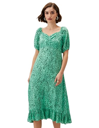 Image of Amazon Brand - Eden & Ivy Women's A-Line Crinkled Rayon Empire One Piece Midi Length Tiered Dress (Available in Plus Sizes)