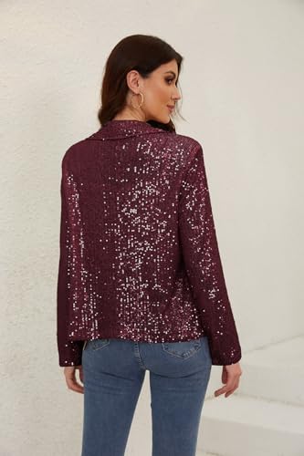 utcoco Womens Sequin Blazer Casual Long Sleeve Open Front Sparkle Blazer Jacket3