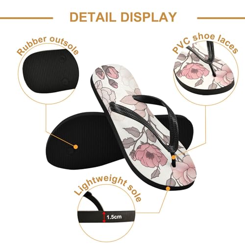 Burbuja Pink Floral Flip Flops for Women Men, Soft Thong Sandals Rubber Slippers for Pool Beach Essentials3