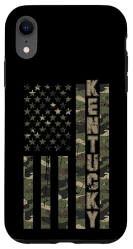 Kentucky United States Distressed Camo w US Flag �X�}�z�P�[�X iPhone XR �p