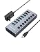 Produktbild GRAUGEAR | 7-Ports USB 3.0 HUB-Charger | Extra 1x Schnellladen-Port | Einzelnen EIN/Aus Schalter | Aluminium | mit 48W (12V/4A) Netzteil | G-HUB71-A, Gray