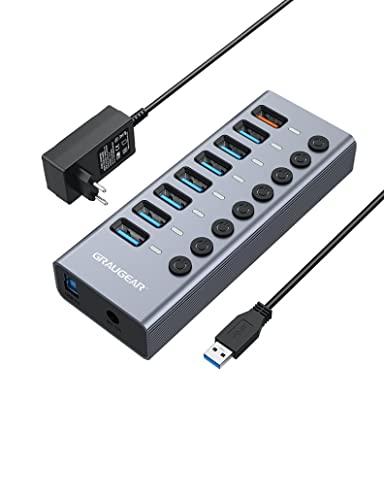 HUB USB 3.0 multiprise avec alimentation externe 12V pour disque dur externe